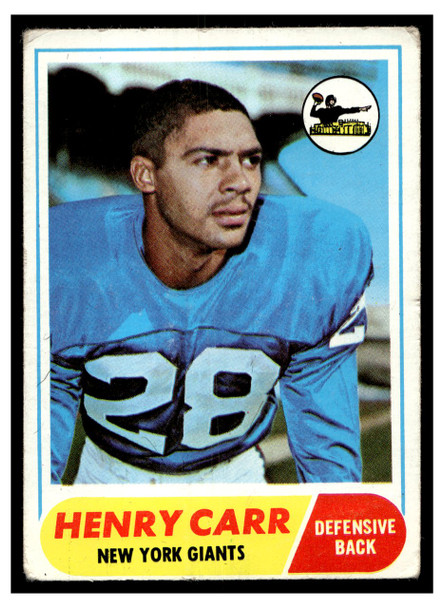 1968 Topps Football Henry Carr #57 VG — Example A front of card