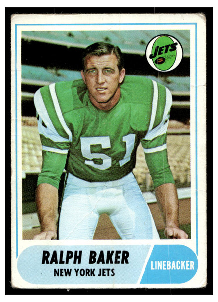 1968 Topps Football Ralph Baker #38 VG front of card