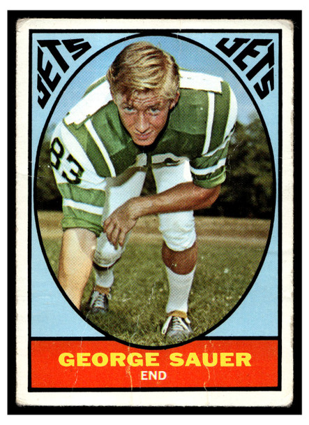 1967 Topps Football George Sauer Jr. #101 Low Grade - Creases front of card