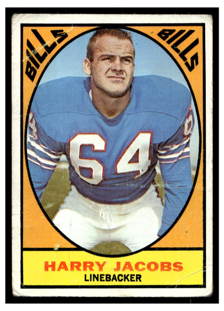 1967 Topps Football Harry Jacobs #23 Good front of card