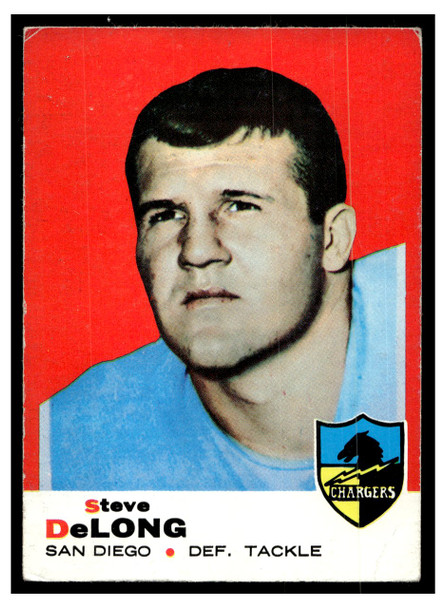 1969 Topps Football Steve DeLong #129 Low Grade - Creases front of card