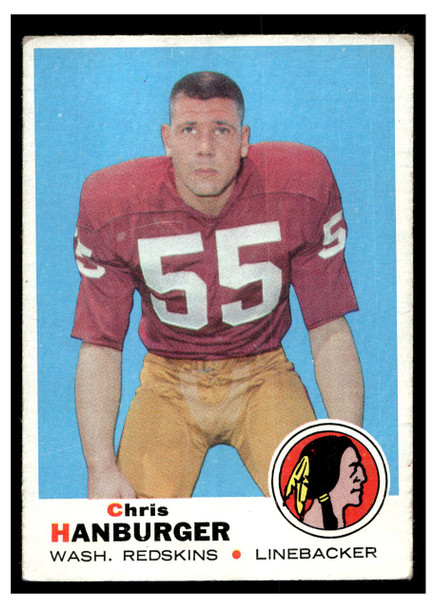 1969 Topps Football Chris Hanburger #248 Low Grade — Example B front of card