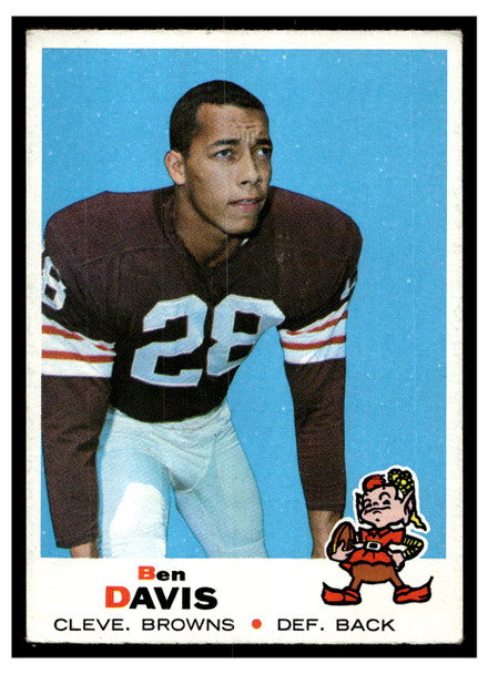 1969 Topps Football Ben Davis #187 Low Grade front of card