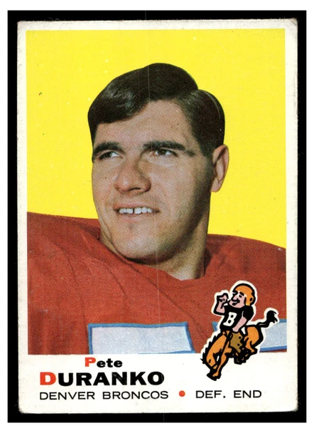 1969 Topps Football Pete Duranko #182 Low Grade front of card
