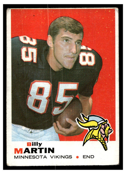 1969 Topps Football Billy Martin #148 Low Grade front of card
