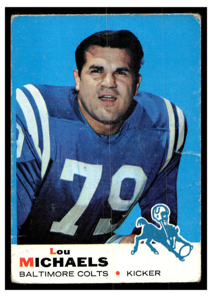 1969 Topps Football Lou Michaels #116 Low Grade — Example B front of card