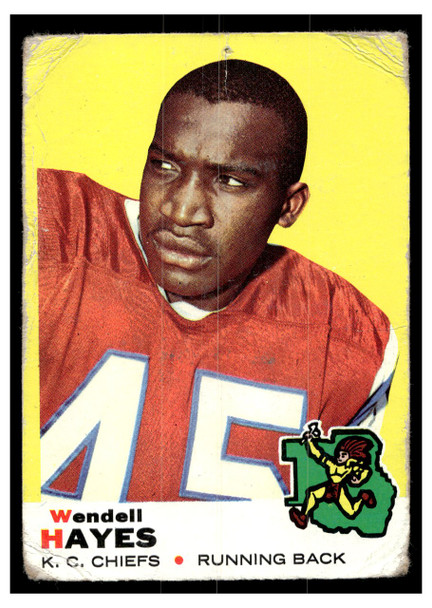 1969 Topps Football Wendell Hayes #58 Low Grade front of card