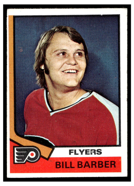 1974 Topps Hockey Bill Barber #8 Low Grade front of card