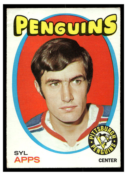 1971 Topps Hockey Syl Apps #77 Low Grade - Creases front of card
