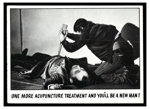 1973 1973 Topps Creature Feature (You'll Die Laughing) One more acupuncture treatment and you'll be a new man! #38 Low Grade front of card