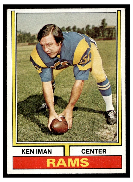 1974 Topps Football Ken Iman #343 Low Grade — Example B front of card