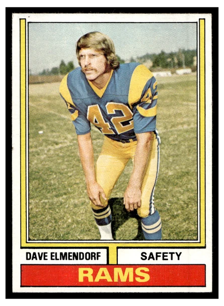 1974 Topps Football Dave Elmendorf #370 Low Grade — Example B front of card