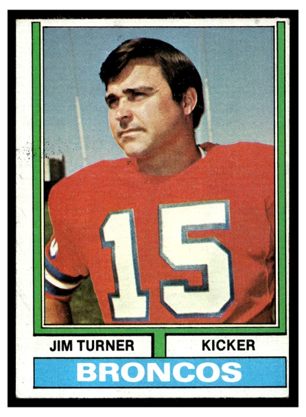 1974 Topps Football Jim Turner #406 Low Grade — Example A front of card