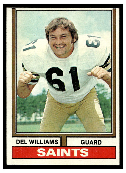 1974 Topps Football Del Williams #42 Low Grade — Example B front of card