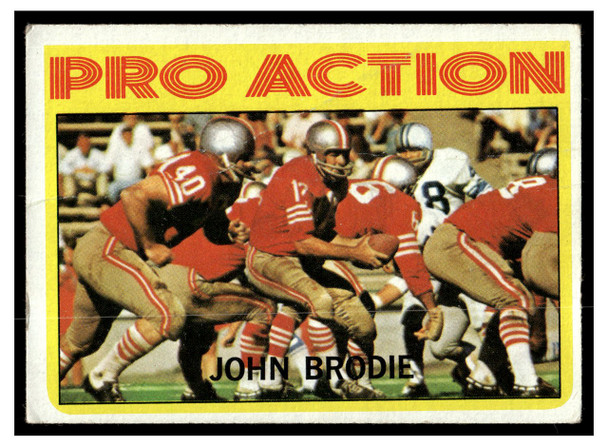 1972 Topps Football John Brodie #124 Pro Action Low Grade front of card