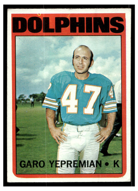 1972 Topps Football Garo Yepremian #115 Low Grade front of card