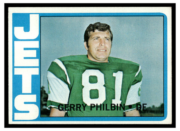 1972 Topps Gerry Philbin #113 Low Grade — Example A front of card