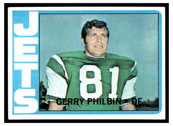 1972 Topps Gerry Philbin #113 Low Grade — Example B front of card