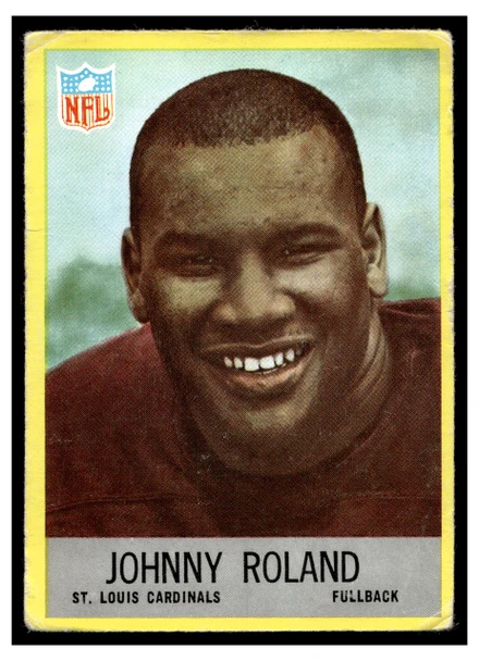 1967 Philadelphia Johnny Roland #163 Rookie Card Low Grade - Creases front of card