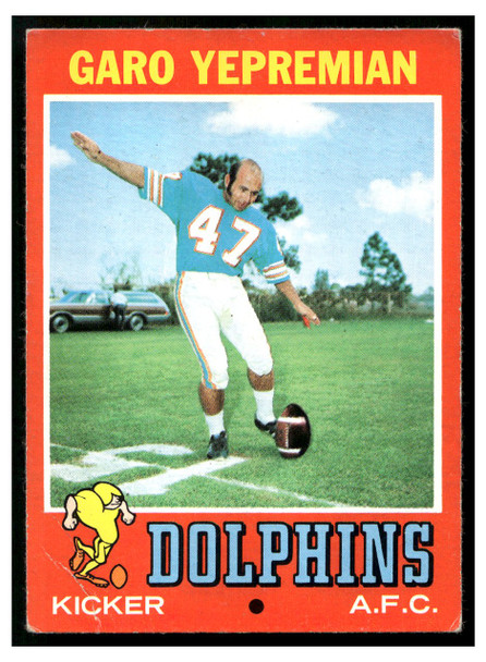 1971 Topps Garo Yepremian #121 Rookie Card Low Grade front of card