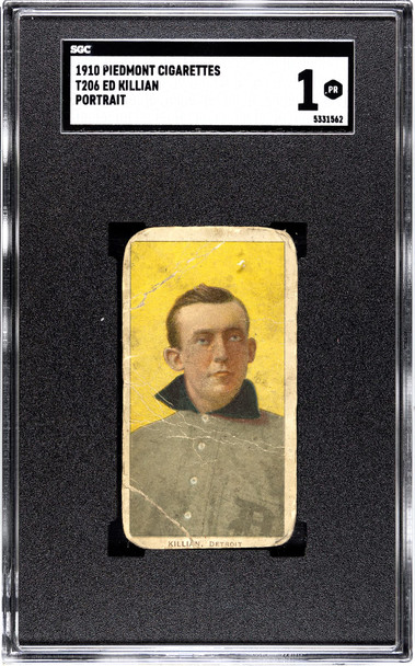 1910 T206 Ed Killian Portrait (popped collar) Piedmont 350 SGC 1 front of card