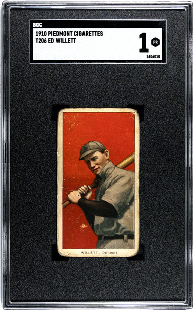 1910 T206 Ed Willett Batting Piedmont 350 SGC 1 front of card