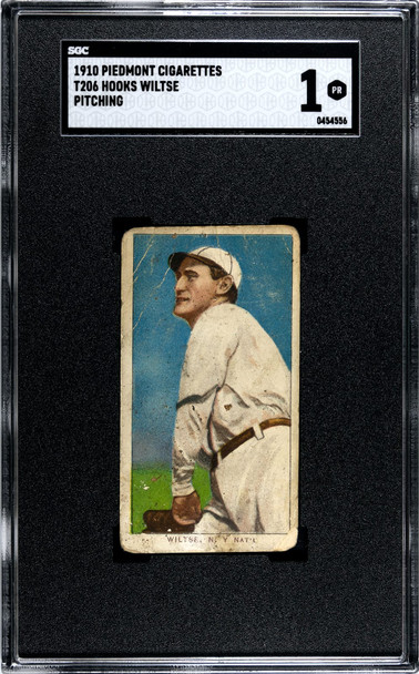 1910 T206 Hooks Wiltse Pitching Piedmont 350 SGC 1 front of card