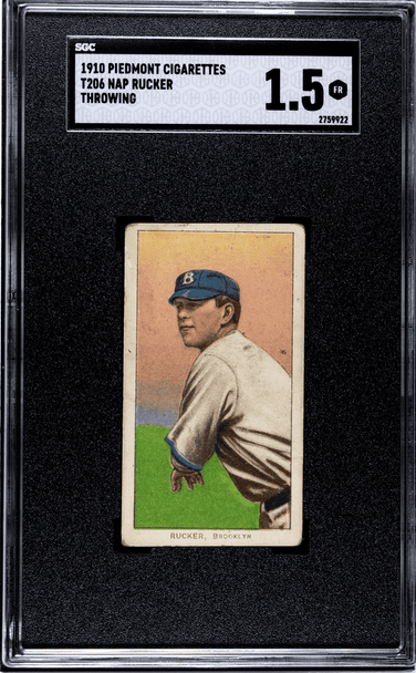 1910 T206 Nap Rucker Throwing Piedmont 350 SGC 1.5 front of card 1910 T206 Nap Rucker Throwing Piedmont 350 SGC 1.5 front of card