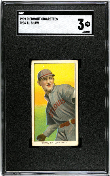 1909 T206 Al Shaw Throwing Piedmont 150 SGC 3 front of card