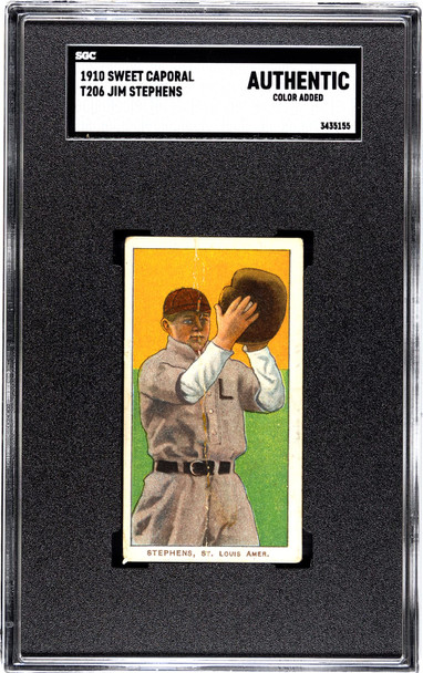 1910 T206 Jim Stephens Fielding Sweet Caporal 350 SGC Authentic Color Added front of card