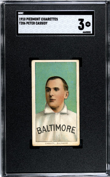 1910 T206 Peter Cassidy Portrait Piedmont 350 SGC 3 front of card