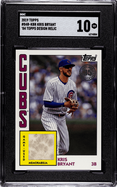 2019 Topps Kris Bryant #84R-KBR '84 Topps Design Relic SGC 10 front of card
