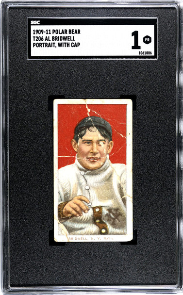 1909 T206 Al Bridwell Portrait, With Cap Polar Bear SGC 1 front of card