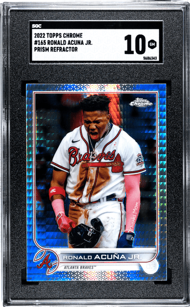 2022 Topps Chrome Ronald Acuna Jr. #165 Prism Refractor SGC 10 front of card