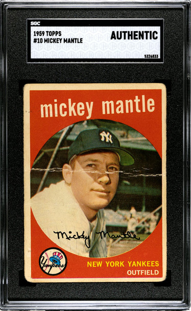 1959 Topps Mickey Mantle #10 SGC A front of card