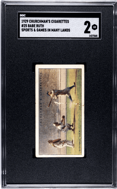 1929 Churchman's Cigarettes Babe Ruth #25 Sports & Games In Many Lands SGC 2 front of card