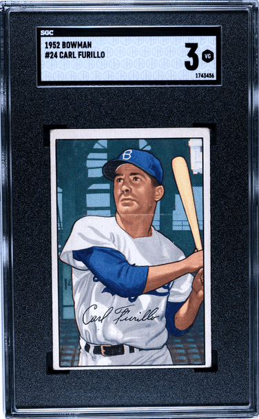 1952 Bowman Carl Furillo #24 SGC 3 front of card