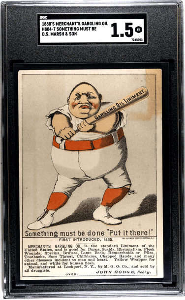 1880s H804-7 Merchant's Gargling Oil Something Must Be Done "Put It There!" D.S. Marsh & Son SGC 1.5 front of card