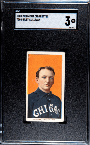 1910 T206 Billy Sullivan Piedmont 150 SGC 3 front of card