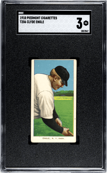 1910 T206 Clyde Engle Piedmont 350 SGC 3 front of card