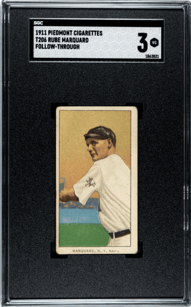 1911 T206 Rube Marquard Follow-Through Piedmont 350-460 SGC 3 front of card