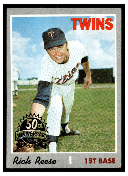 1970 Topps Rich Reese #404 2019 Heritage 50th Anniversary Buyback Low Grade front of card