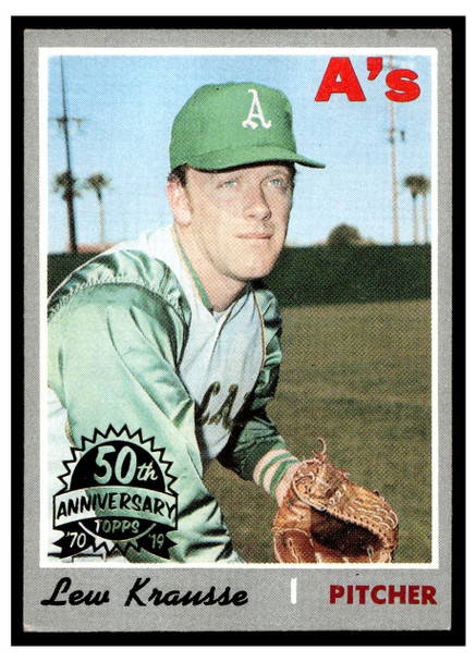 1970 Topps Lew Krausse #233 2019 Heritage 50th Anniversary Buyback Low Grade front of card