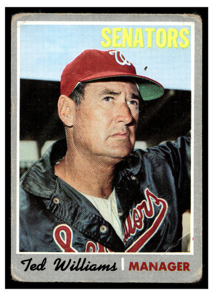 1970 Topps Ted Williams #211 HOF Low Grade - Creases front of card