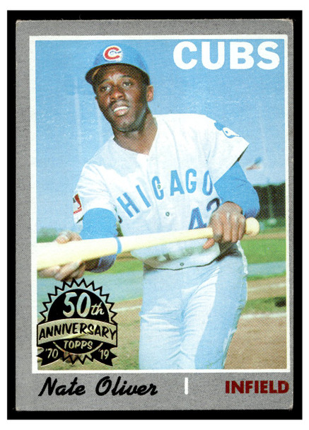 1970 Topps Nate Oliver #223 2019 Heritage 50th Anniversary Buyback Low Grade front of card
