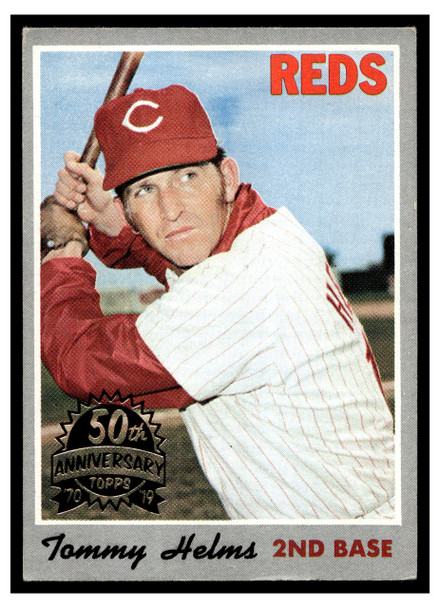 1970 Topps Tommy Helms #159 2019 Heritage 50th Anniversary Buyback Low Grade front of card