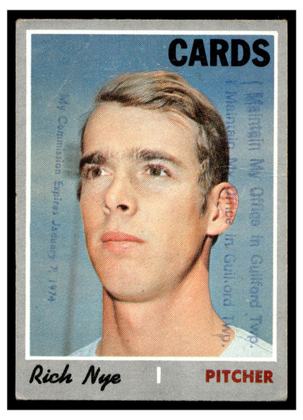 1970 Topps Rich Nye #139 Low Grade - Marks front of card