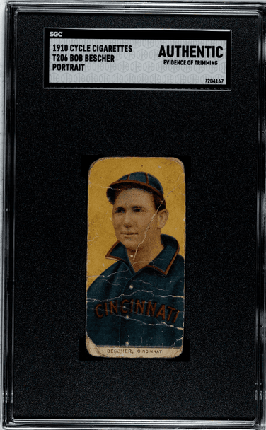 1910 T206 Bob Bescher Cycle SGC A front of card