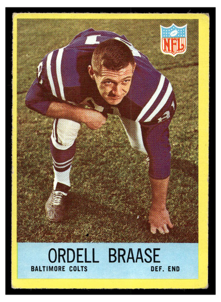 1967 Philadelphia Ordell Braase #16 Rookie Card Low Grade - Creases front of card