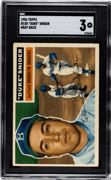 1956 Topps Duke Snider Gray Back #150 SGC 3 front of card